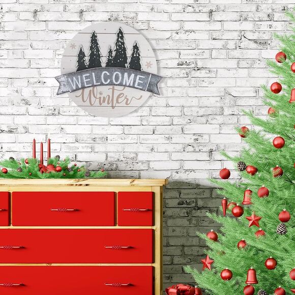 Sfozstra Winter Welcome Sign, "Welcome Winter" Front Door Decorative Sign - Picture 6 of 7